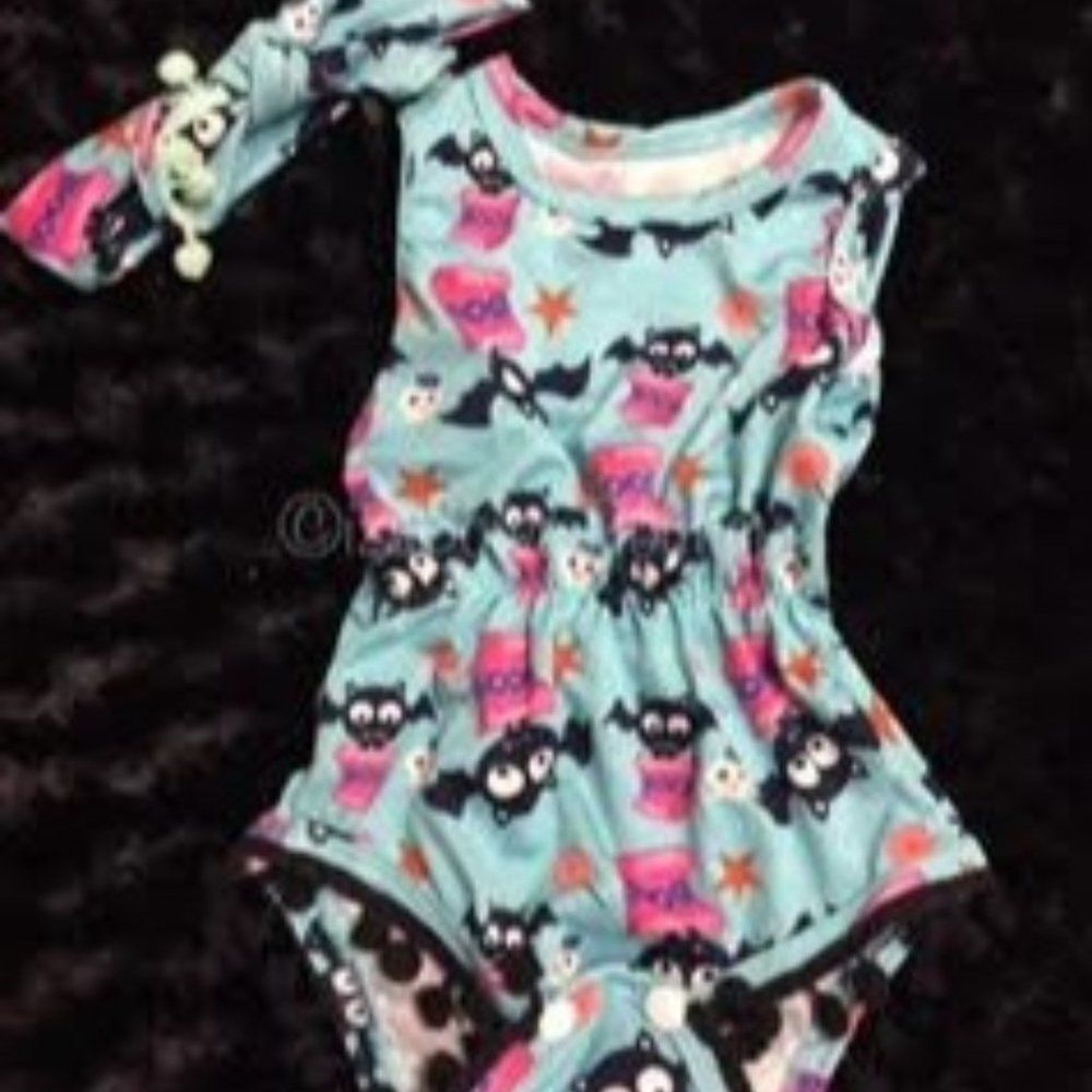 Aqua Bat Pom Pom Romper  AQBAT6M  0M-6M  NWT Boutique